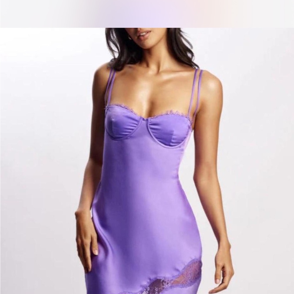 Meshki Lavender Satin Mini Dress
